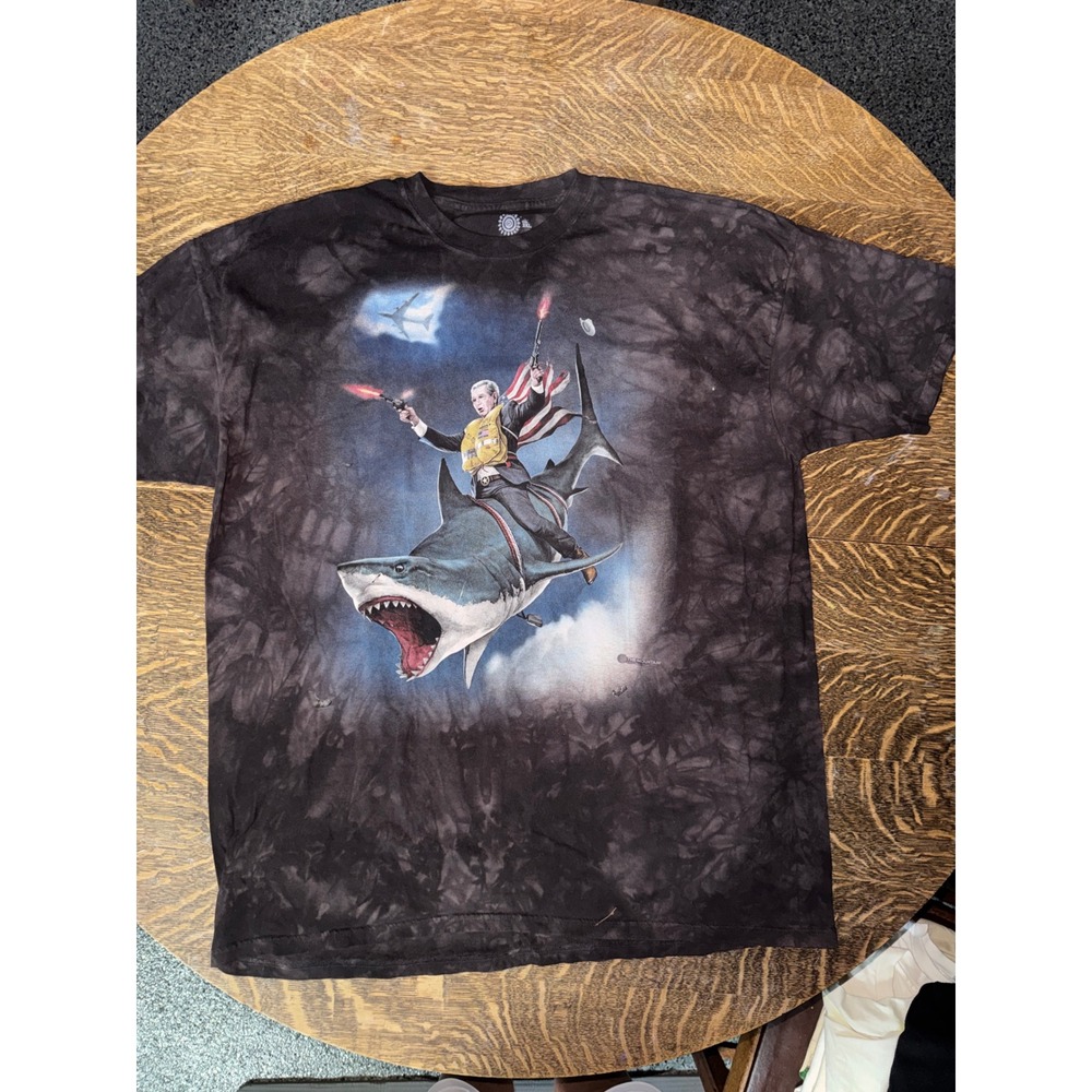 The Mountain George W Bush Riding Shark T-Shirt 3XL Tie Dye Jason Heuser 2015